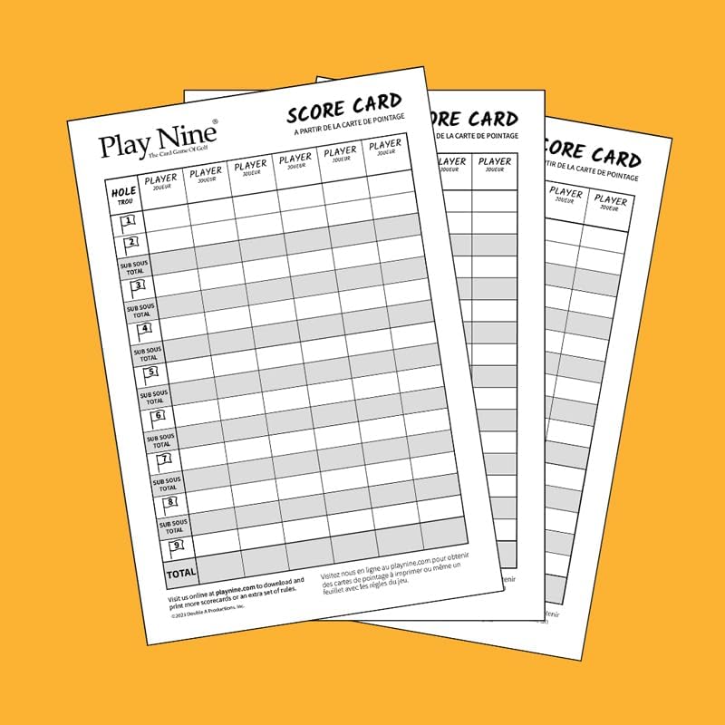 Play Nine : The Card Game of Golf! Original Score Cards- 3 Pack - Image 2